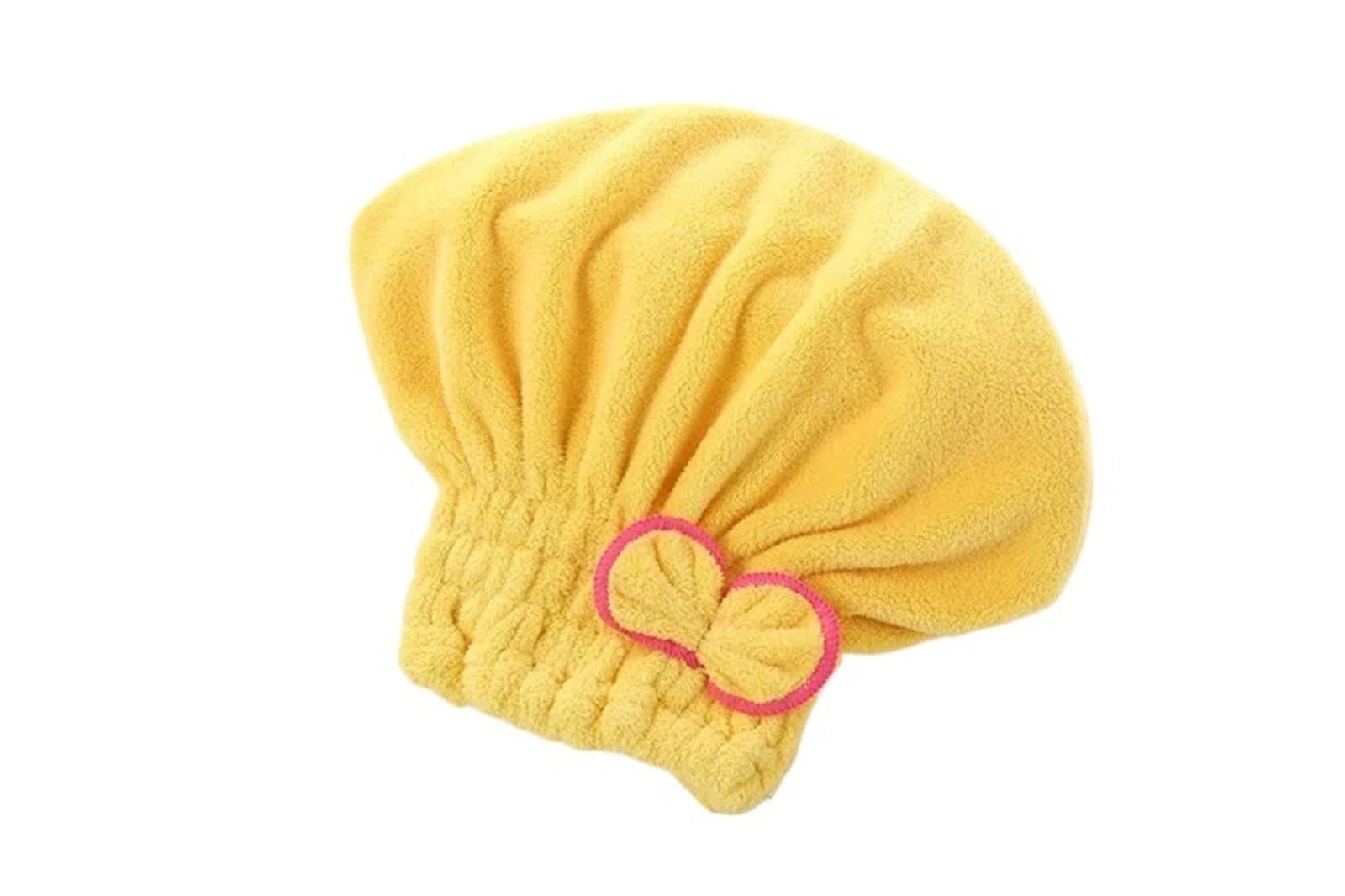 SUODEBYY Hair Towel 1Pc Women Hair Cap Microfibre Quick Drying Bath Spa Bowknot Wrap Towel Hat For Bathroom AccessoriesShower(Yellow)