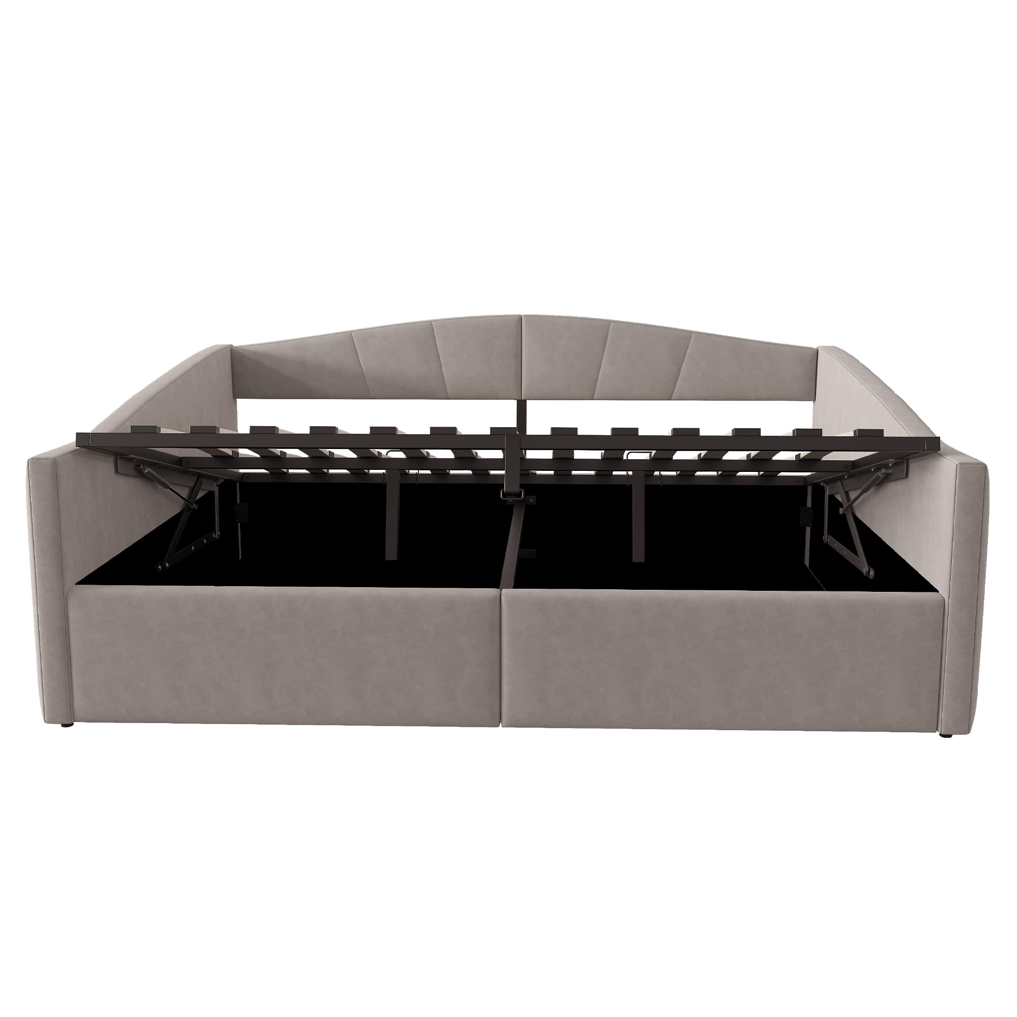 Schlafcouch mit Hydraulischer Lagerung, Bettsofa mit Lattenrost und Armlehnen, Schlafsessel multifunktional,140x200cm, Grau