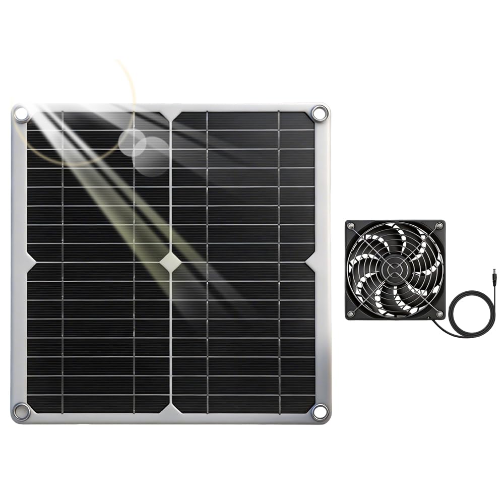 Wentylator solarny, 12 W, wentylator solarny, wodoszczelność IP65, wentylator solarny do małych kurników, szklarni, szop, domków dla zwierząt domowych