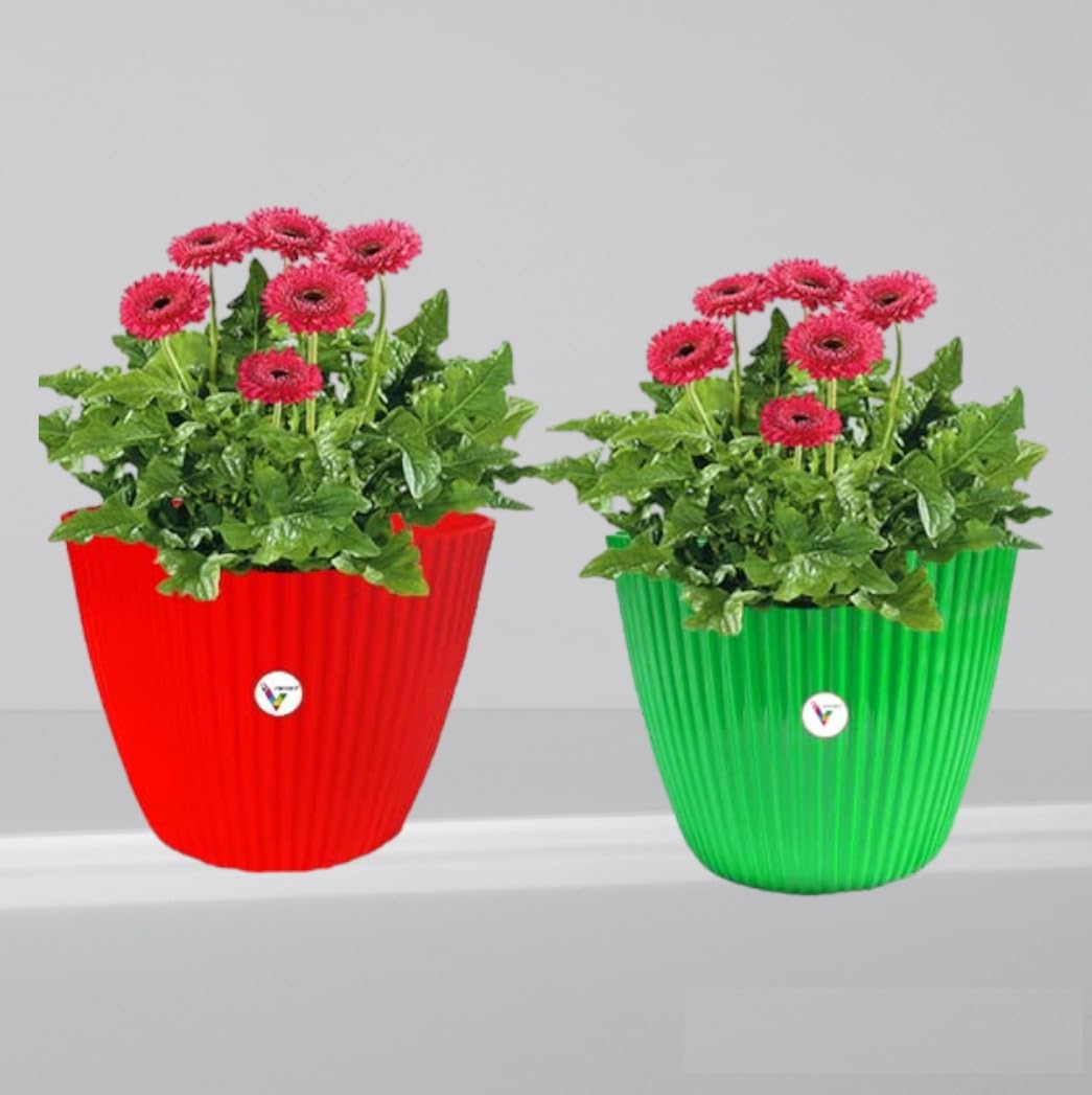 VINSHRA 11 INCH Red-Green Mega Flower Pot Set of 2/ Indoor and Outdoor Use Pot/Planters Round Fancy Pot for Terrace/Gardens Balcony Flower Pot/Future Green Pot for Flowers Plants for Home (B08PGRGZ4J) Amazon Price History, Amazon Price Tracker