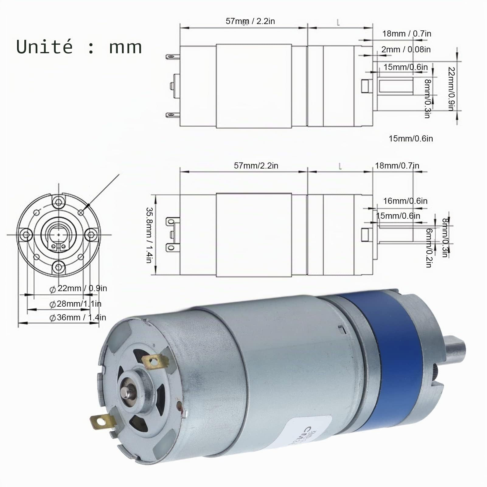 CM36-555 Moteur à Engrenages Planétaires, Moteur à Engrenages CC, Réduction des Performances Stables, Moteur Engrenages CC Grande Torsion Faible Bruit 24 V Pour Robots Bureau Domicile (120RPM)