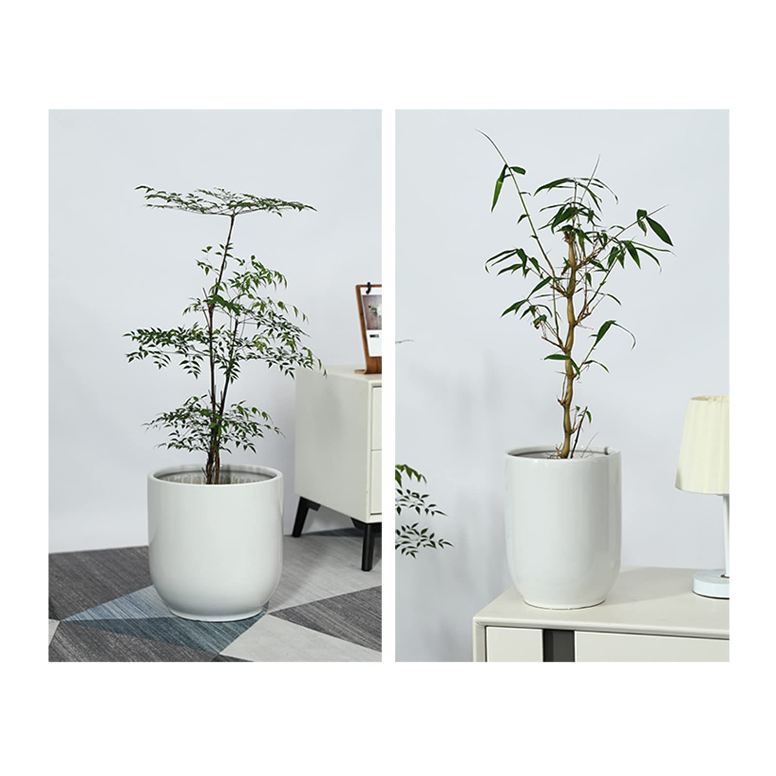 Vasi da Giardino Fioriere Rotonde da 7/9/11 Pollici per vasi da Fiori in Ceramica per Interni ed Esterni con Foro di drenaggio e Vassoio in plastica, Arredamento Moderno ed Elegante