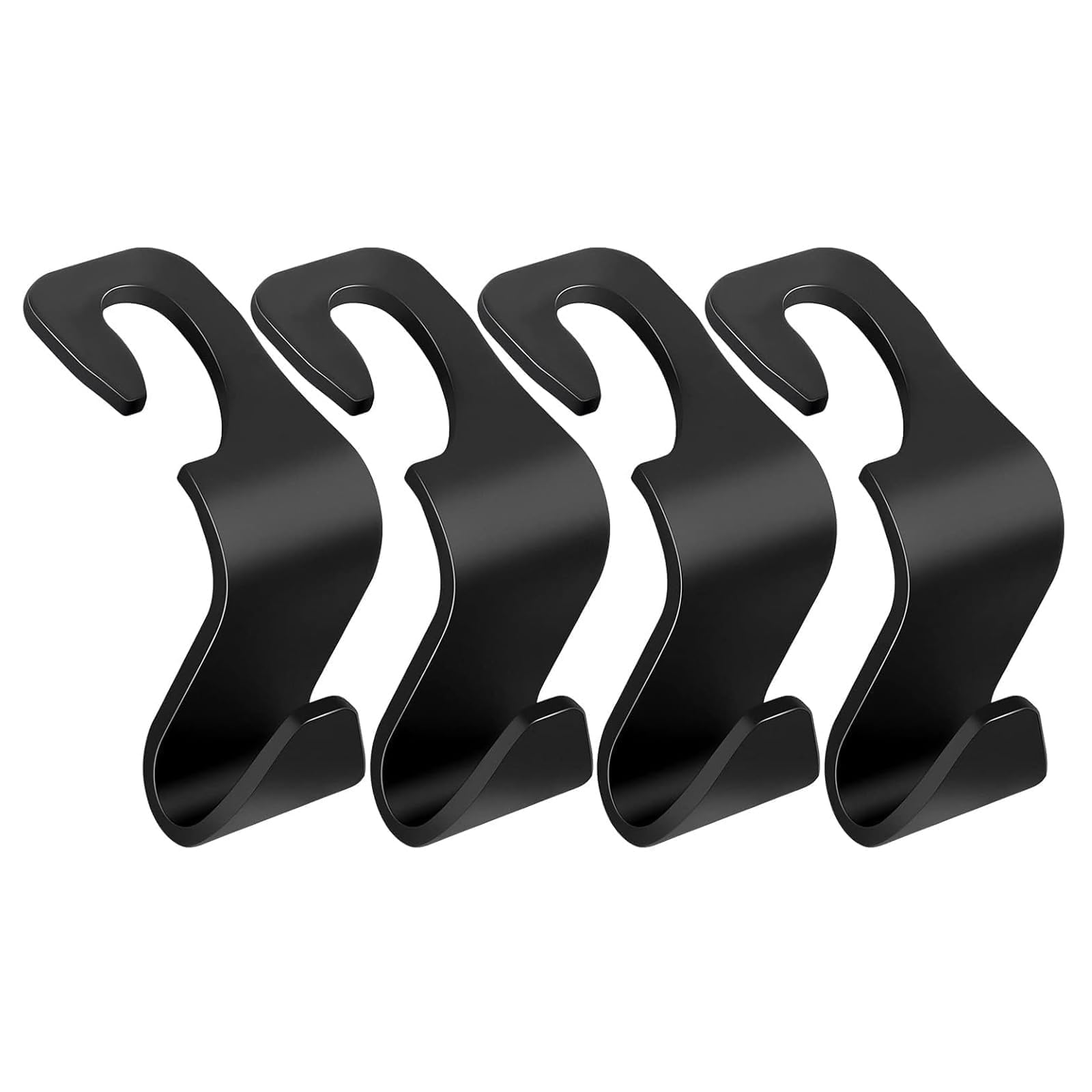 MOYWYCNO 4 Pcs Car Seat Headrest Hook, Auto Seat Headrest Hangers, Universal Car Handbag Hooks for Purse Handbag Coats, Grocery Bags, Black