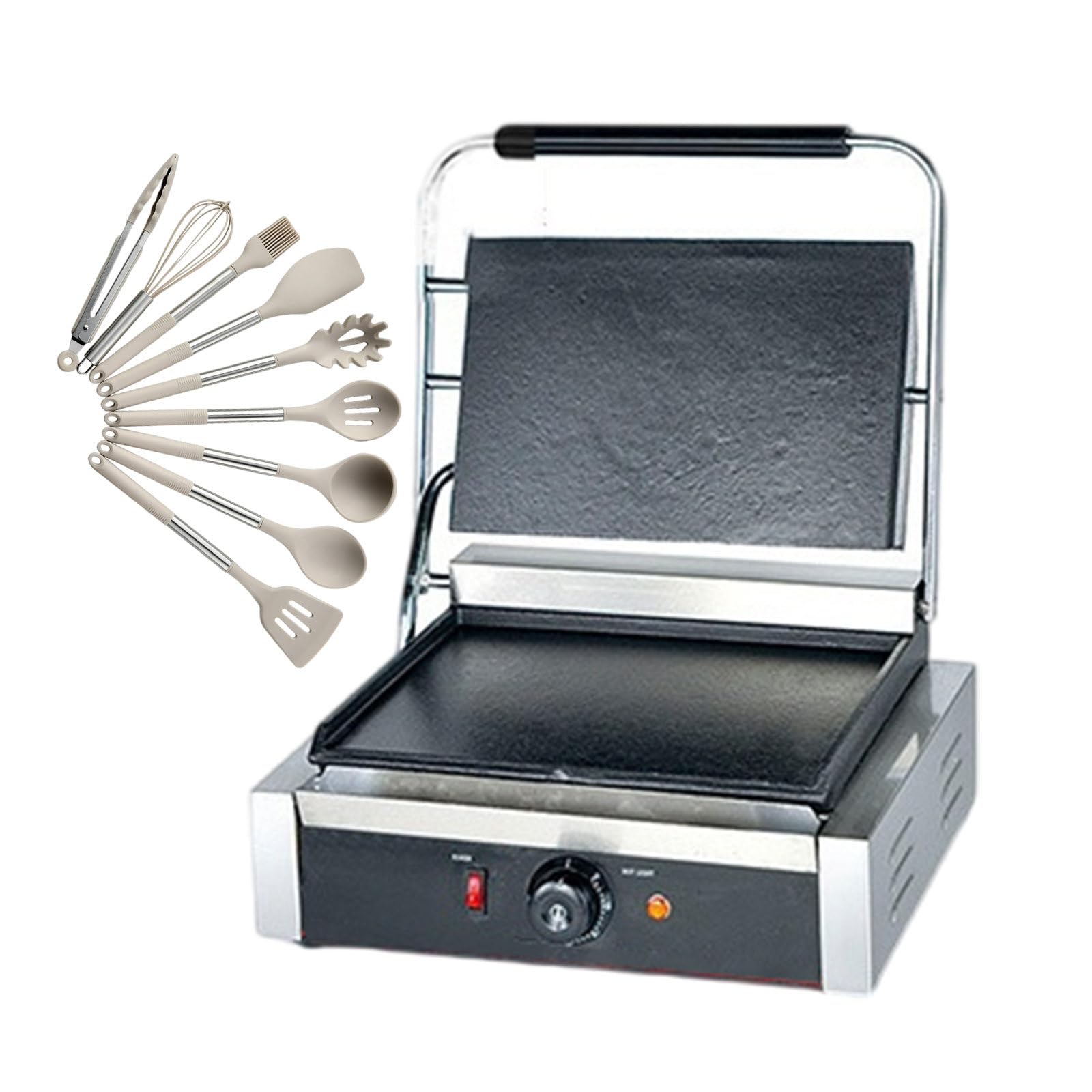 Elektryczny Opiekacz Do Głębokich Kanapek, Komercyjny Toster Do Kanapek I Grill Płytowy Z 9-Częściowym Zestawem Naczyń Kuchennych, Stalowa Prasa Do Kanapek Na Spotkania Rodzinne,2200W