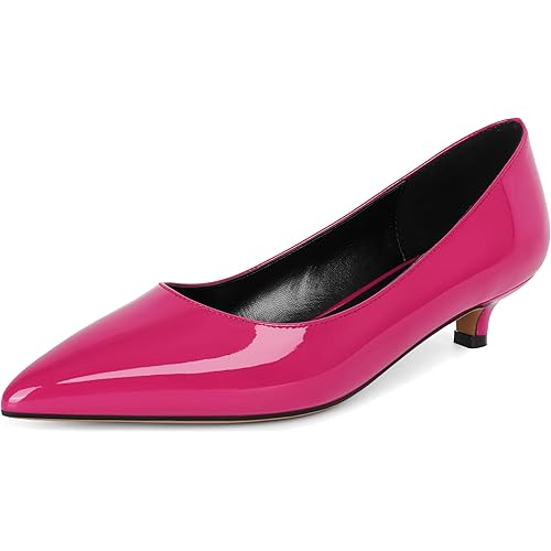 Eldof Women's Low Heel Pumps Pointed Toe Kitten Heels Slip on Comfort Pumps 1.4 Inches for Dress Party Office