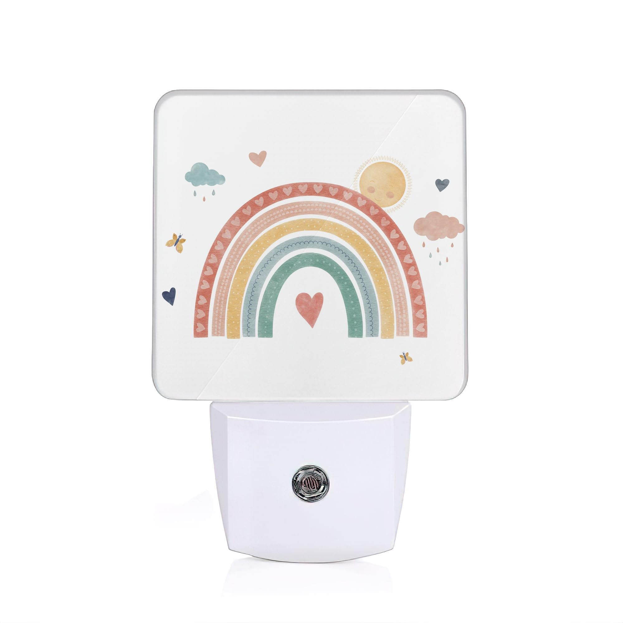 Boho Rainbow Night Light Plug in Night Light Dusk to Dawn Sensor Nightlights for Stairway Hallway Kitchen Bedroom