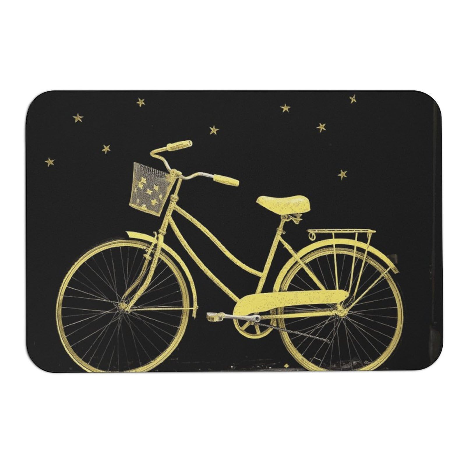 Tapis de sol antidérapant en boue de diatomée jaune imprimé vélo