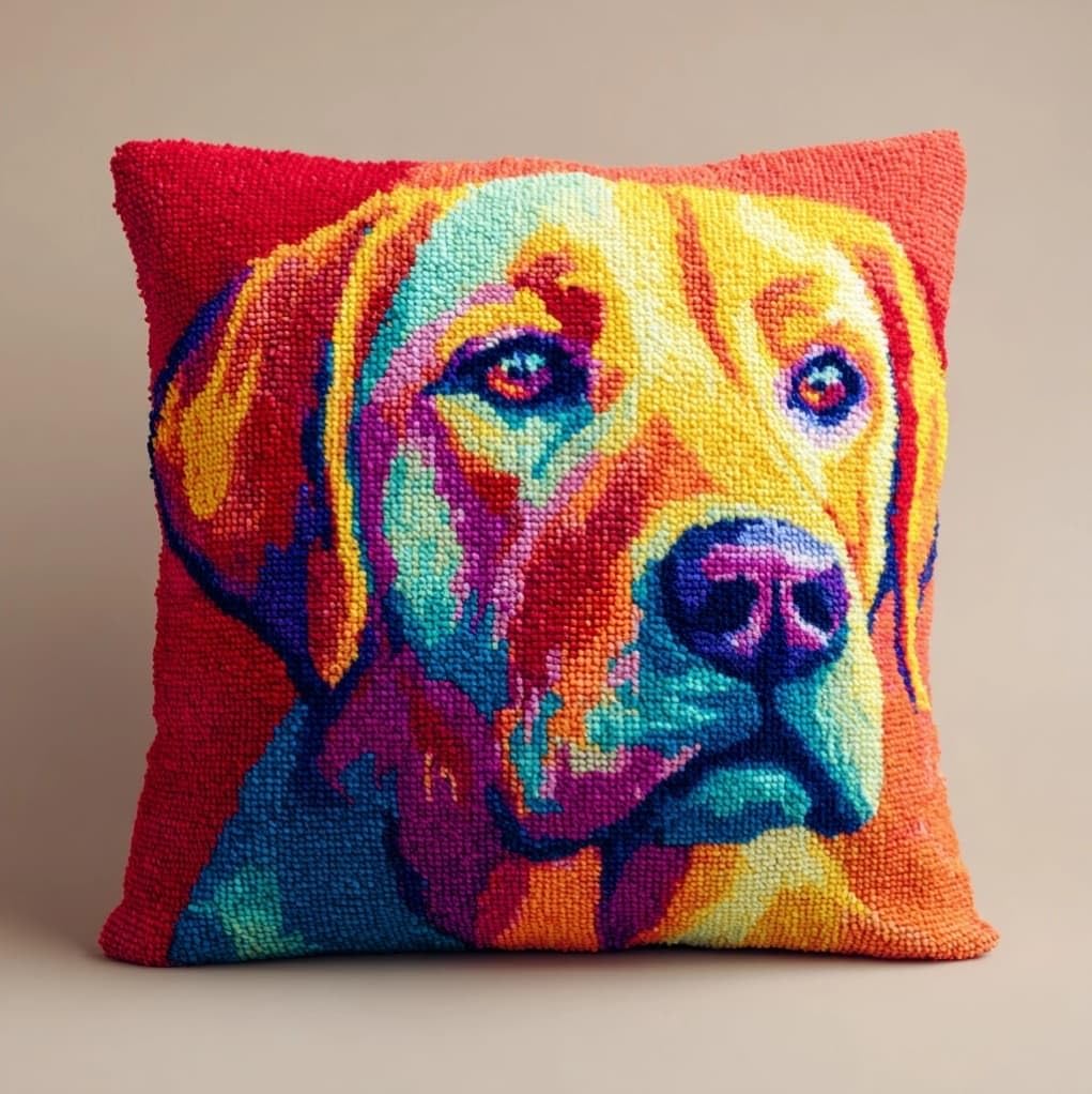 Axiangzik Labrador Retrievers Latch Hook Pillow Kit,