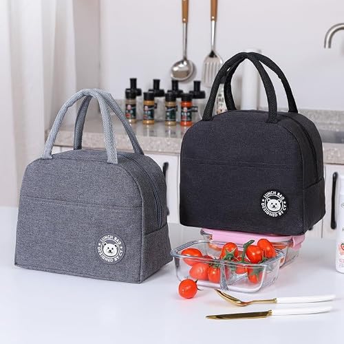 Aucuu Kühltasche Klein 5,5L, 2 Stück Kühltasche Faltbar mit Folienfutter, Lunchbox Tasche, Lunchtasche Isoliert, Tragbar Lunchbag für Arbeit, Camping oder Reise, Mittagessen