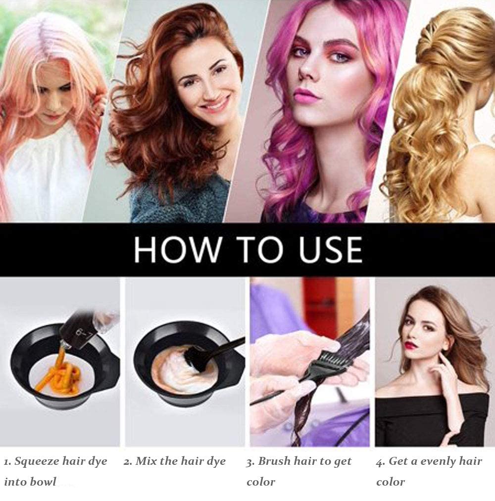 JIBARO Silicone Hair Dye Cap Reusable Professional Hair Coloring Cap with Hair Coloring Bowel and 3 Hair Brush Set, 6 Crocodile Hair Styling Clips Non Slip Grip Salon Sectioning Alligator Clips 4
