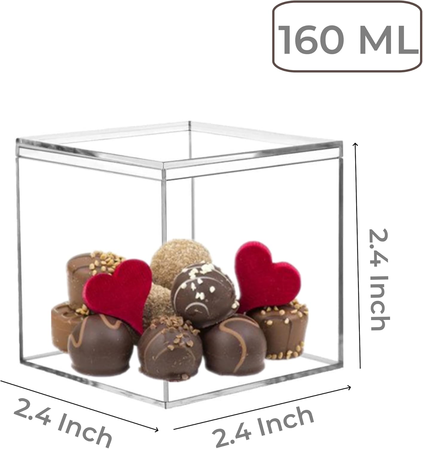KissYou Acrylic Box with Lid small Plastic Boxes Clear Display Square Cube Jewelry Storage Contanier Easter Small Candy Box for Christmas Party Decoration 2.4 x 2.4 x 2.4 Inch