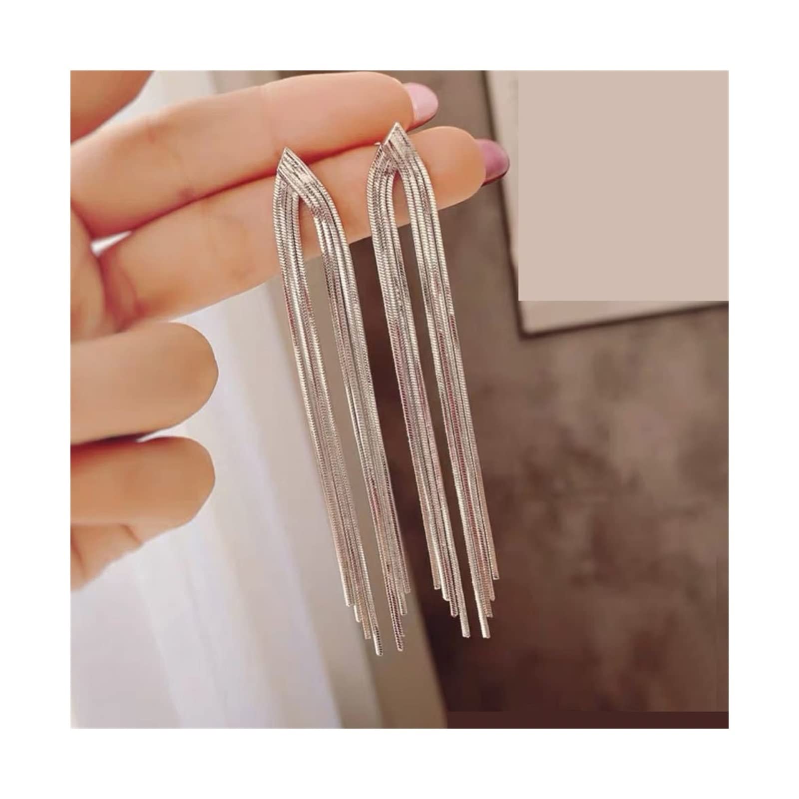 HJMMHX Damen Ohrringe Vintage Lange Quaste Tropfen Ohrringe Für Frauen Koreanische Geometrische Einfache Hängende Ohrring Hochzeit Schmuck Ohrringe