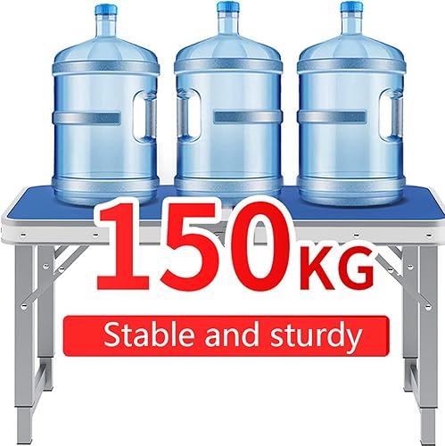 Miniatura 4 de Mesa plegable con taburete, mesa plegable de altura ajustable, picnic, campamento, al aire libre, aluminio ligero portátil, con asa de transporte