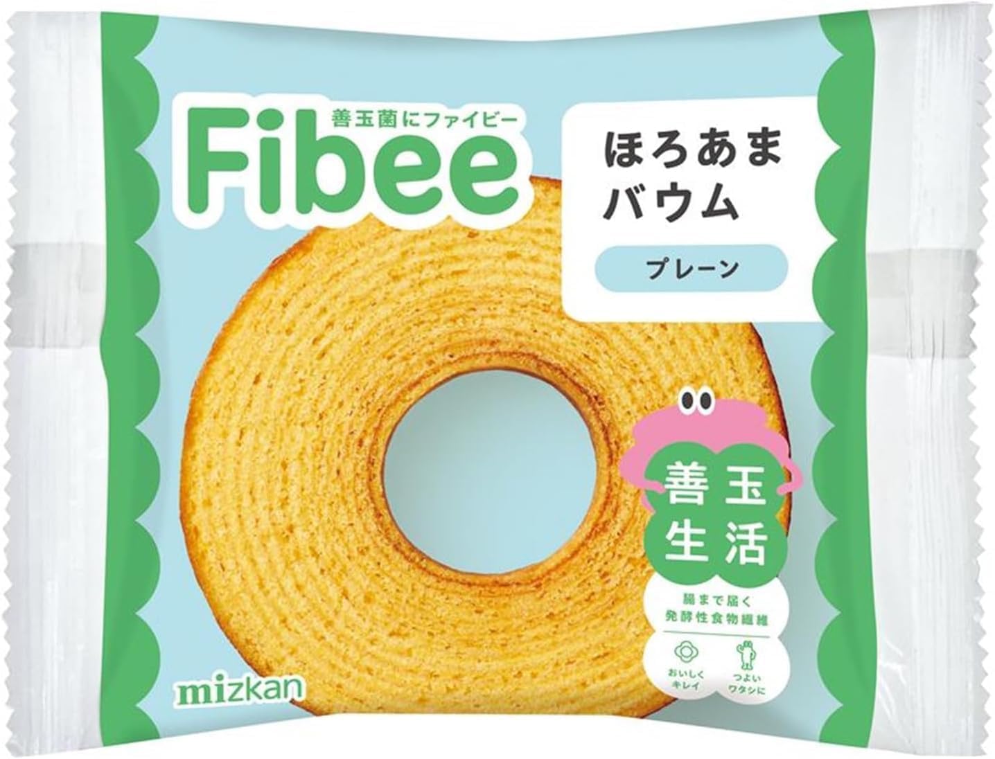 Fibee ミツカン ほろあま バウム プレーン 8個 | 腸まで届く 発酵性 食物繊維 腸活 おから 玄米 バウムクーヘン ヘルシーおやつ 小腹満たし 間食 朝食 イヌリン ファイビー
