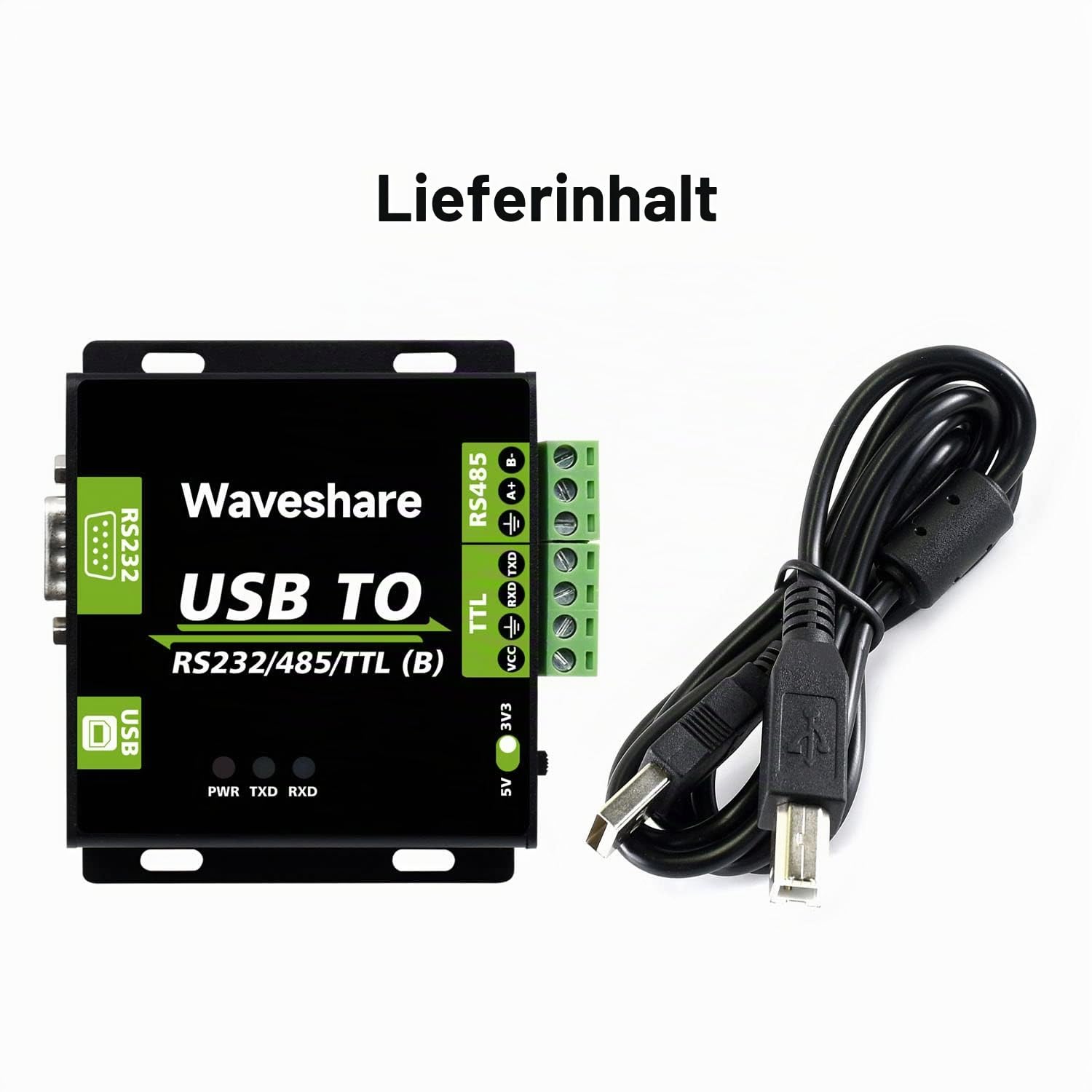 Waveshare CH343G USB to RS232/485/TTL Interface Industrial Isolated Converter Protection Circuits and Aluminium Alloy Enclosure for Industrial Control Equipments