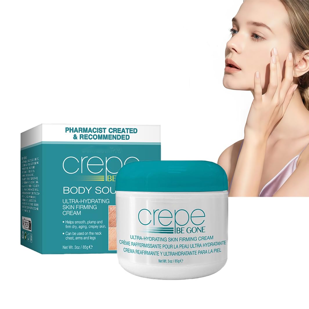 Crepe Be Gone Body Souffle, Ultra-Moisturizing Crepe Firming Cream-3oz, Neck Firming Cream for Chest Arms & Legs