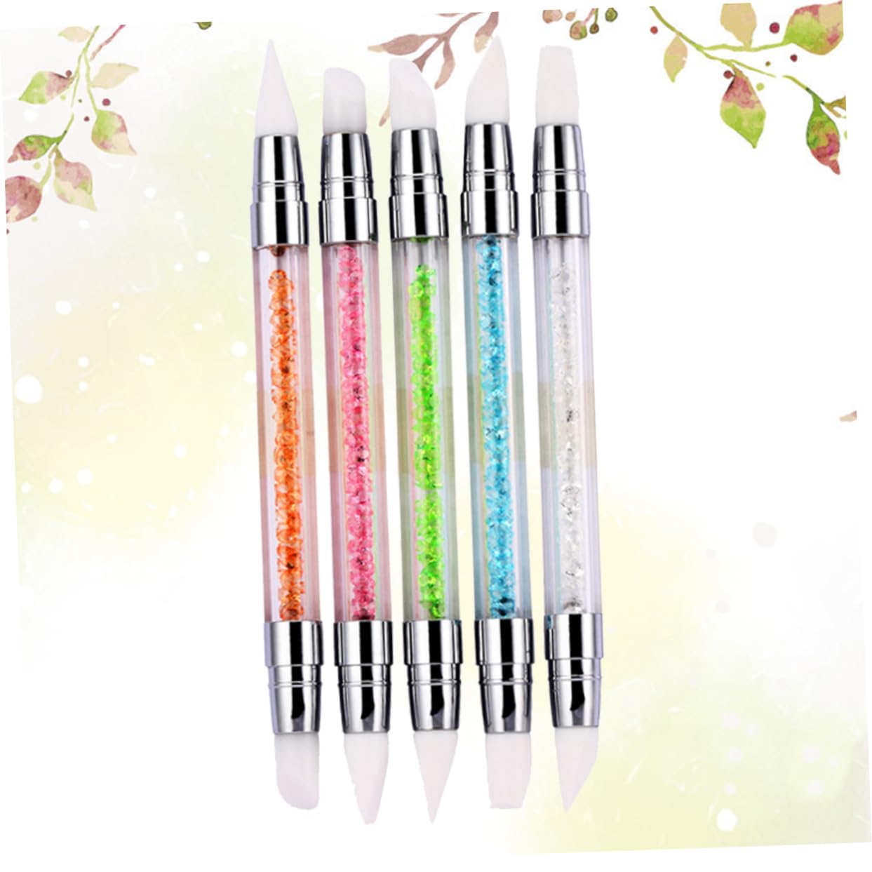 Healeved 15pezzi Pennello Per Nail Art Silicone Con Testa Doppia e Diamante Strumenti Per Manicure e Decorazione Unghie Facile Da Usare Per Disegni e Tratti