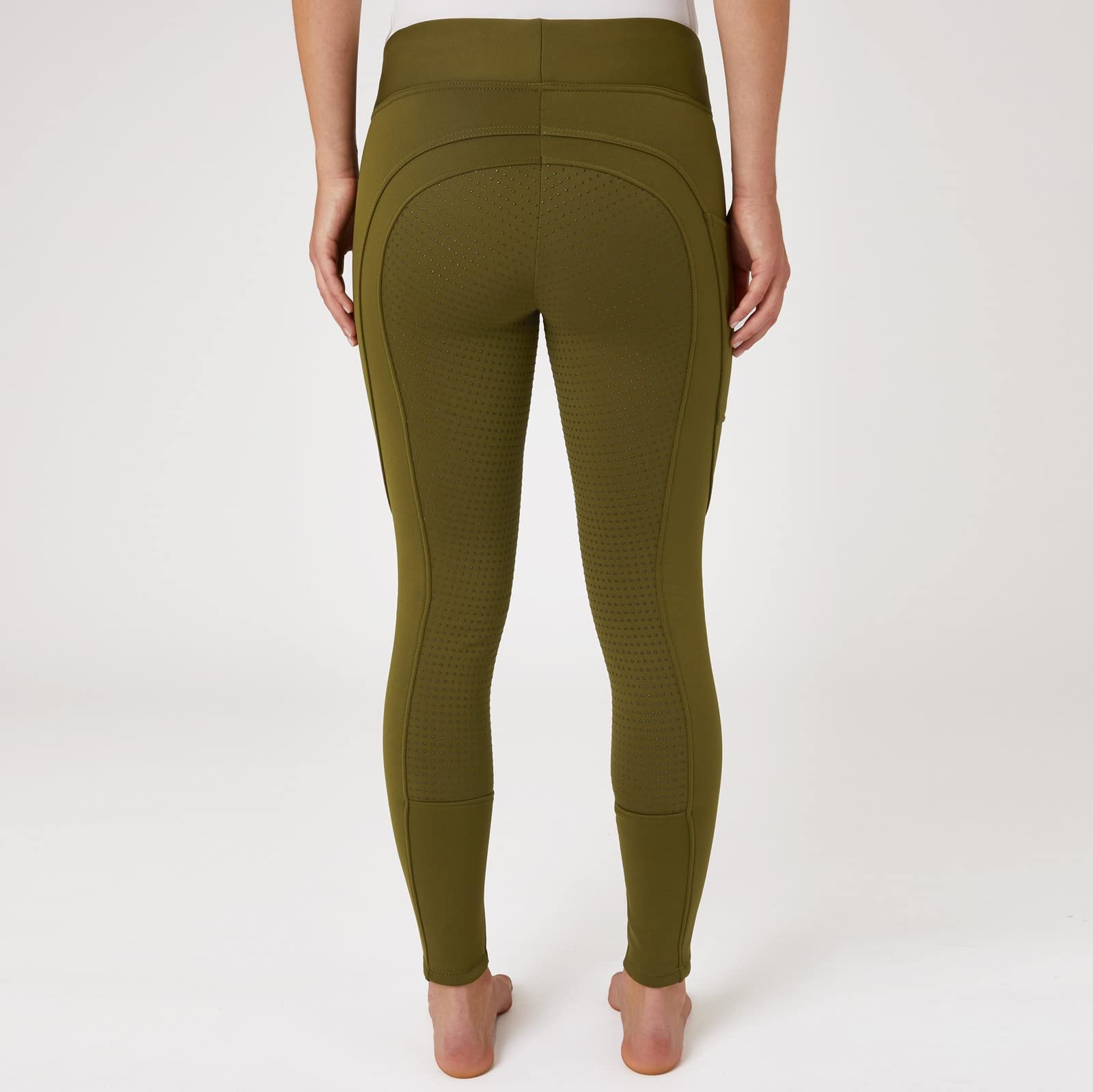 HORZE Damen Thermoreitleggings Active mit Handytasche, Winterreithose, Thermo Reithose Damen, Grün, 38