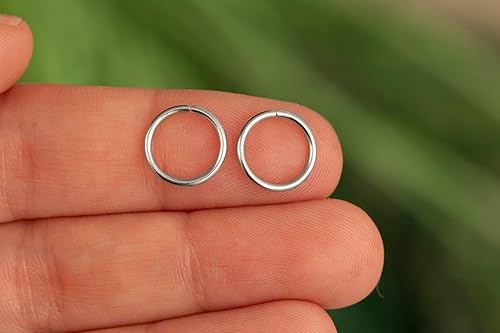 Miniatura 83 de Gold Hoop Earrings Silver Hoop Earrings - Hoop Earrings For Women Two Pcs Of Thin Gold Filled Sterling Silver Hoops, Helix Hoop, Tragus Ring