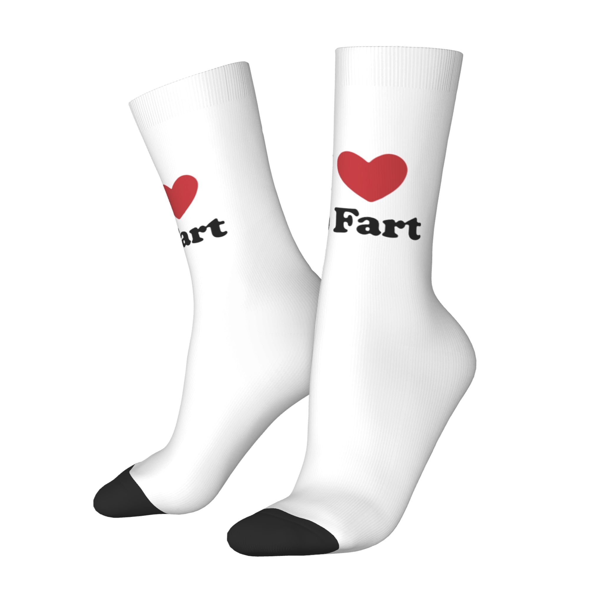 Oudrspo Unisex White Funny Socks Novelty Socks I Love To Fart Funky Socks Casual Dress Socks