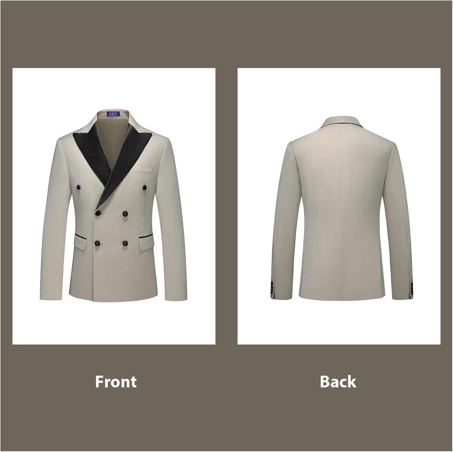 Rogers & Morris Tuxedo Suits for Men Solid 2 Piece Regular Fit Formal Set Peak Lapels Double Breasted Jacket and Pants - Image 2