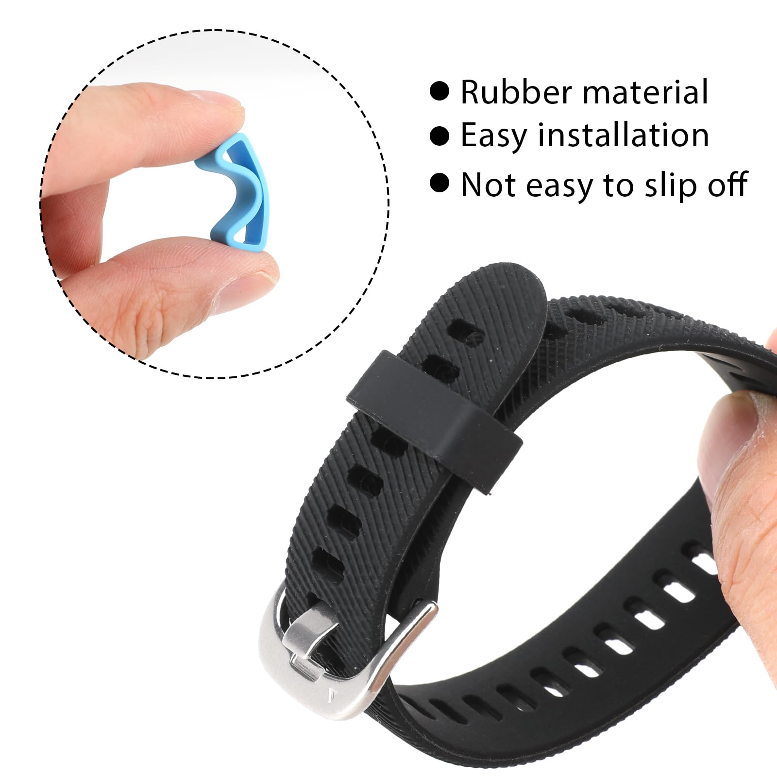 Mozeat Lens Smart Watch Fastener Rings Replacement, 8 Pack 20mm Watch Strap Silicone Security Connector Rubber Watch Band Secure Holder Loops Keeper for Smartwatch Accessories (Multi-Color)