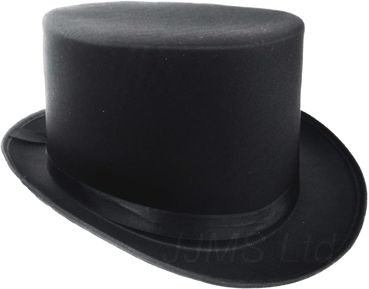 Fantastic Black Top Hat Great Quality Hard Satin Look Hat approx 59cm