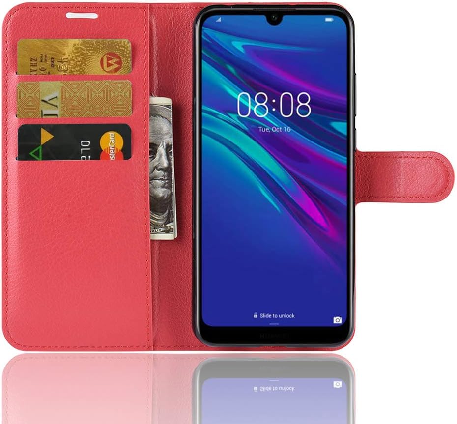 LIQING Huawei Y6 2019 Case Huawei Y6 2019 Cell Phone Protective Cover with Bank Card Slots & Wallet Pocket Flip Cell Phone Case with Adjustable Stand for Huawei Y6 2019 Phone