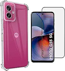 Kit Capa Anti Impacto e Película Protetora 5D Ceramica para Motorola G35 G55 (Motorola G55)