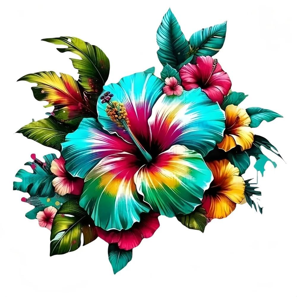 Tropical Flower Waterproof Adhesive Sticker for Cars Trucks Motorcycles Laptops Windows Glass(10cm)