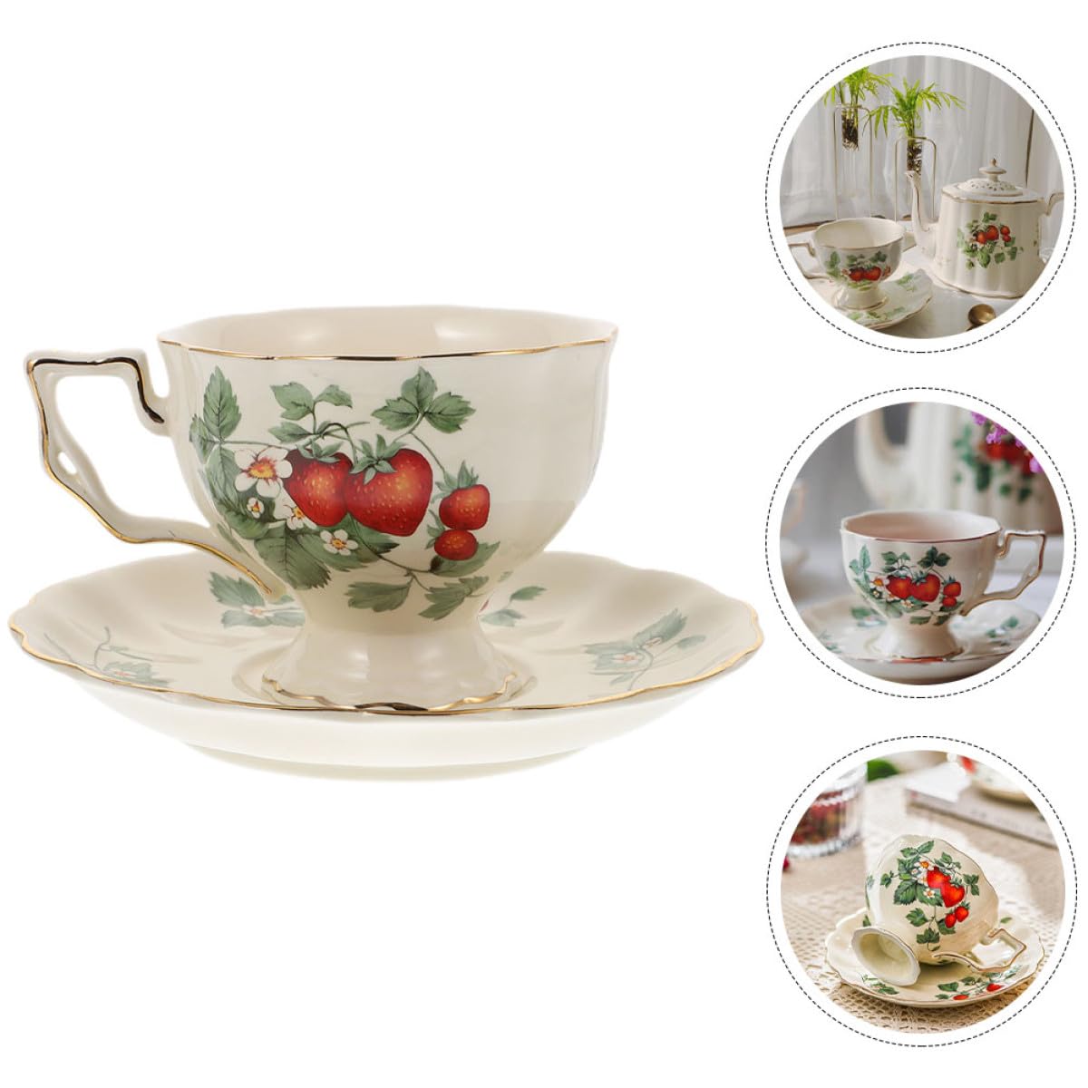 Keramik Kaffeetasse mit Untertasse Vintage Design Milchbecher mit Henkel Europäischer Stil für Kaffee und Tee