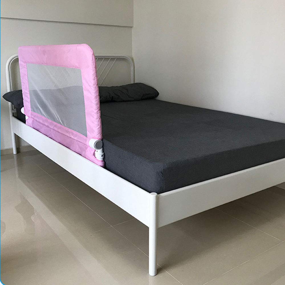 Barandilla de Cama, barandilla de Cama anticaída, Malla Transpirable abatible hacia Abajo, Rosa, 120 cm