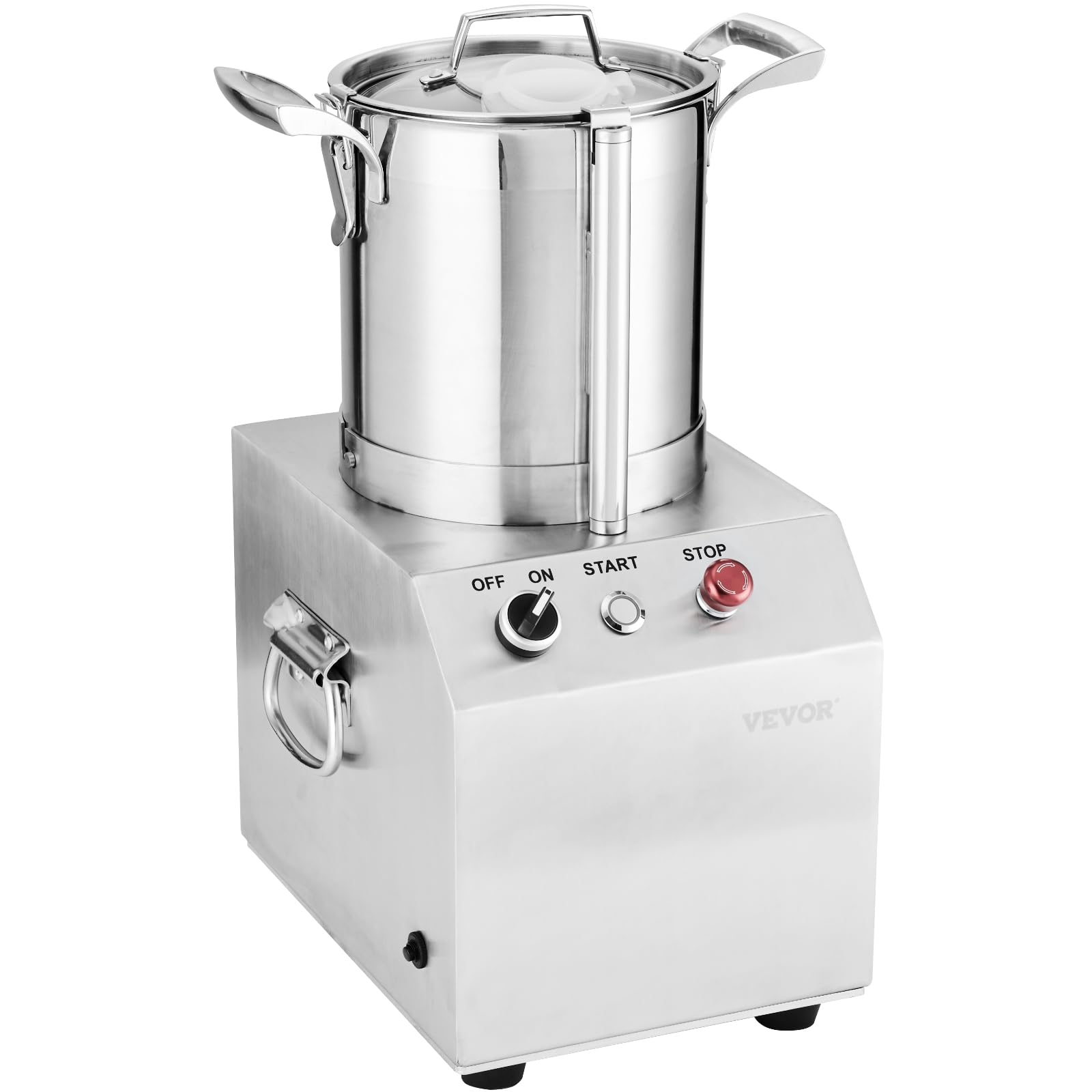 VEVOR Procesador de Alimentos y Picadora de Verduras, Acero Inoxidable de Grado Alimenticio 4 L con 2 Cuchillas Curvas S Adicionales, para Picar Verduras, Frutas, Granos y Nueces, 300 x 300 x 475 mm
