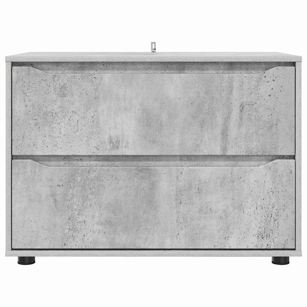 Armadio portaoggetti, grigio cemento, 80 x 48 x 57 cm, cassettiera in legno con cassetti, moderno armadio portaoggetti per soggiorno e camera da letto, credenza con piedini stabili