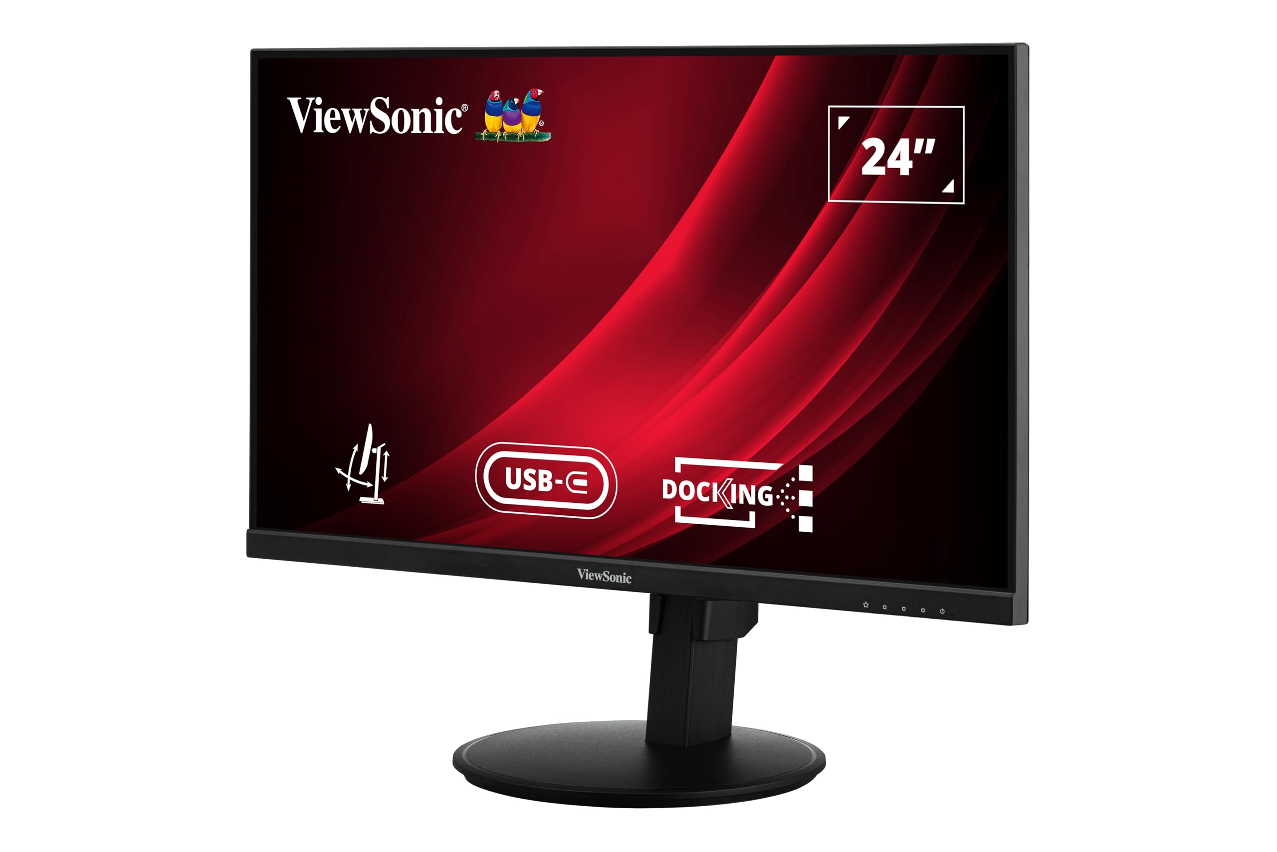 ViewSonic VG2409-MHDU-2 24” FHD 100Hz Frameless IPS Monitor with USB-C Hub, HDMI, DisplayPort In/Out, USB, Ergonomic Stand for Home & Office