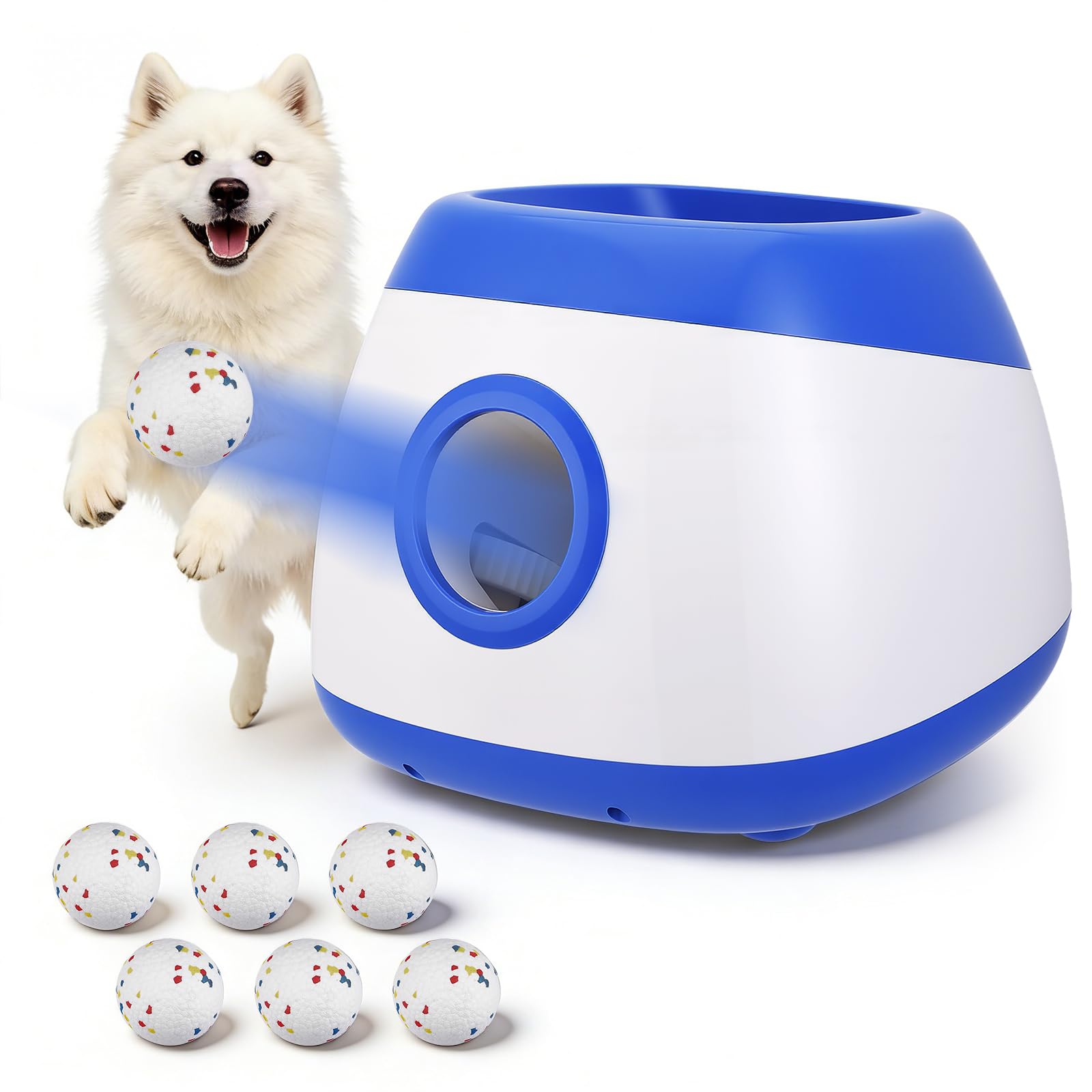 Automatisch ballwurfmaschine Hund,hundespielzeug Ball mit 6 Stück 2 Zoll tennisbälle,Einstellbarer Abstand 12/16/20m Fuß Interaktives Haustierspielzeug,hundeball elektrisch wurfball
