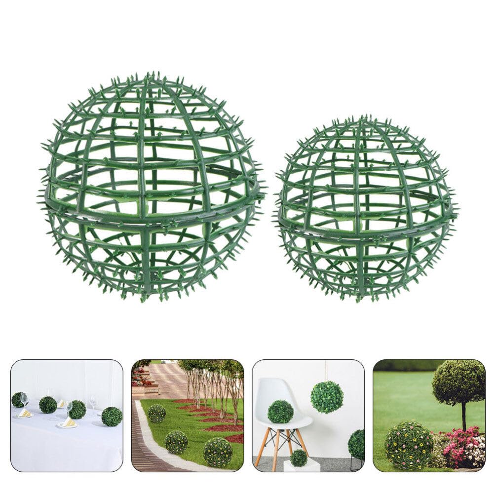 PRETYZOOM 2 Pezzi Palline Verdi in Plastica per Topiaria, Struttura Stabile e Durevole a Forma di Sfera D’erba, Perfette per Decorazioni Matrimonio e Feste
