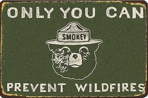 QKIODS Letreros de metal vintage con diseño de oso ahumado de 8 x 12 pulgadas, letrero de aluminio para decoración de pared de café en el hogar