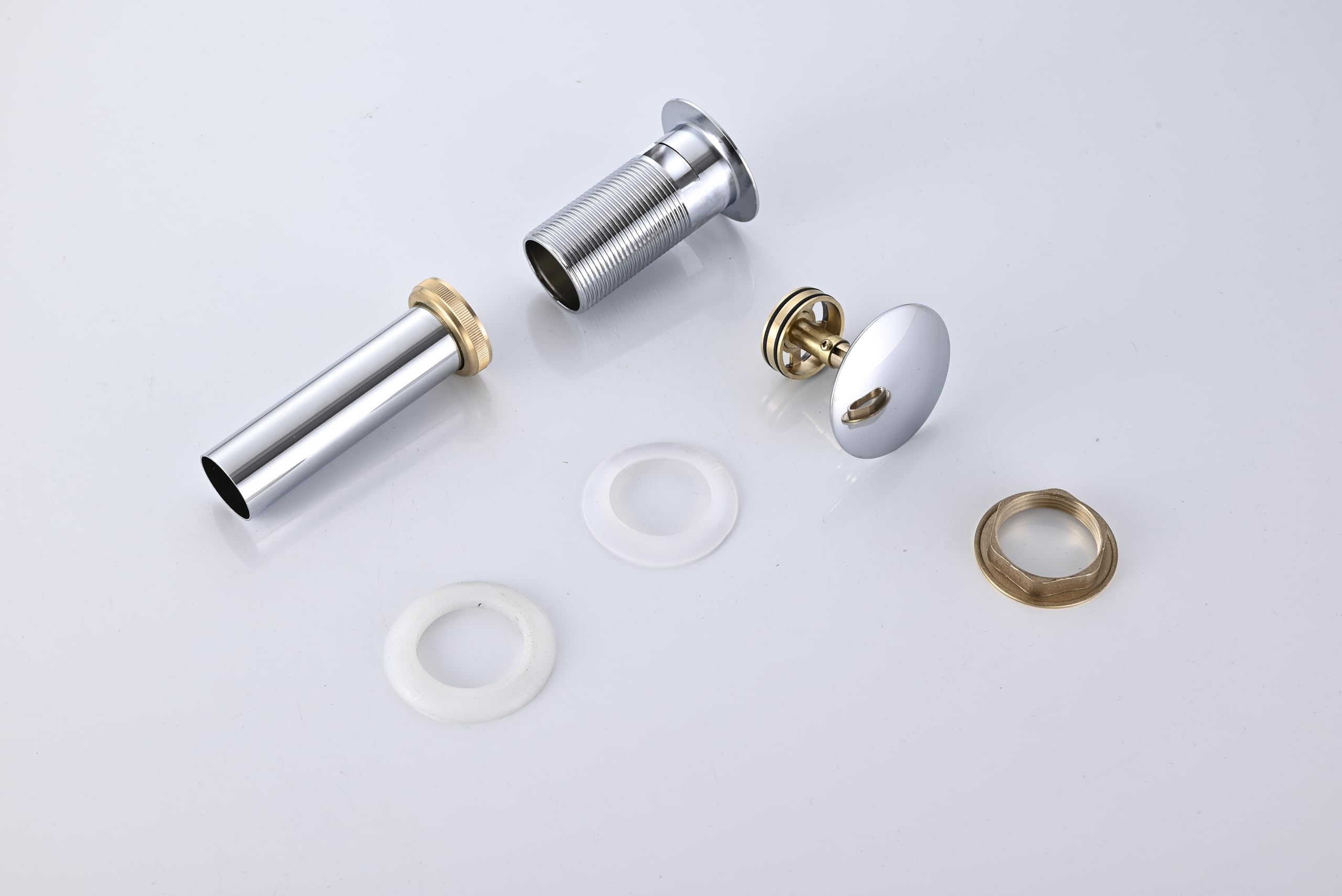 AVSIILE Siphon d'évier de salle de bain chromé avec trop-plein pour trou d'évier de 4,1 à 4,8 cm, entièrement en laiton antirouille et acier inoxydable 304
