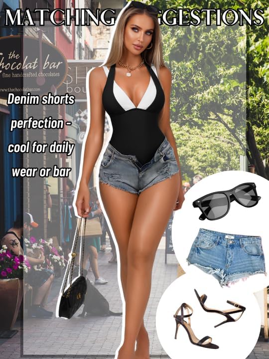 Color Block Sexy Womens One Piece Swimsuit, Deep V Tummy Control Backless Cheeky, Slimming Bathing Suit Beach Outfits - Image 7