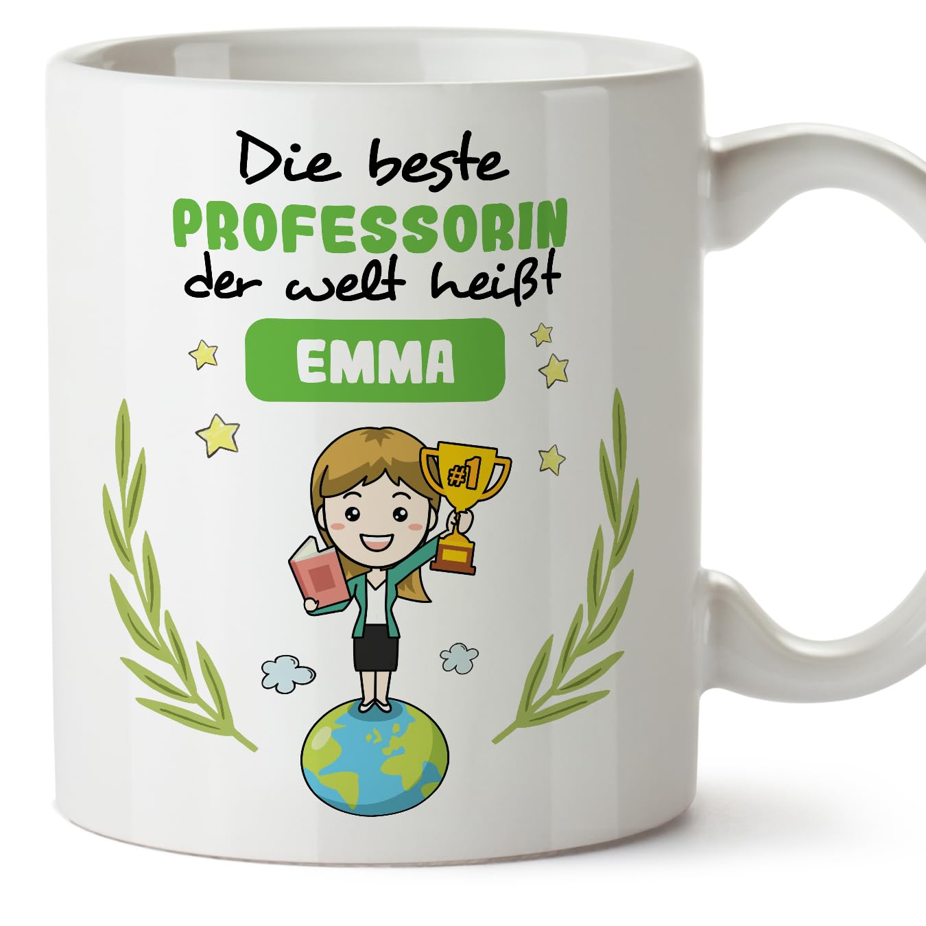 MUGFFINS Personalised Mug for Professor Woman - in German - der Beste der Welt - Funny Custom Gift for Colleagues - Ceramic 11oz Mug