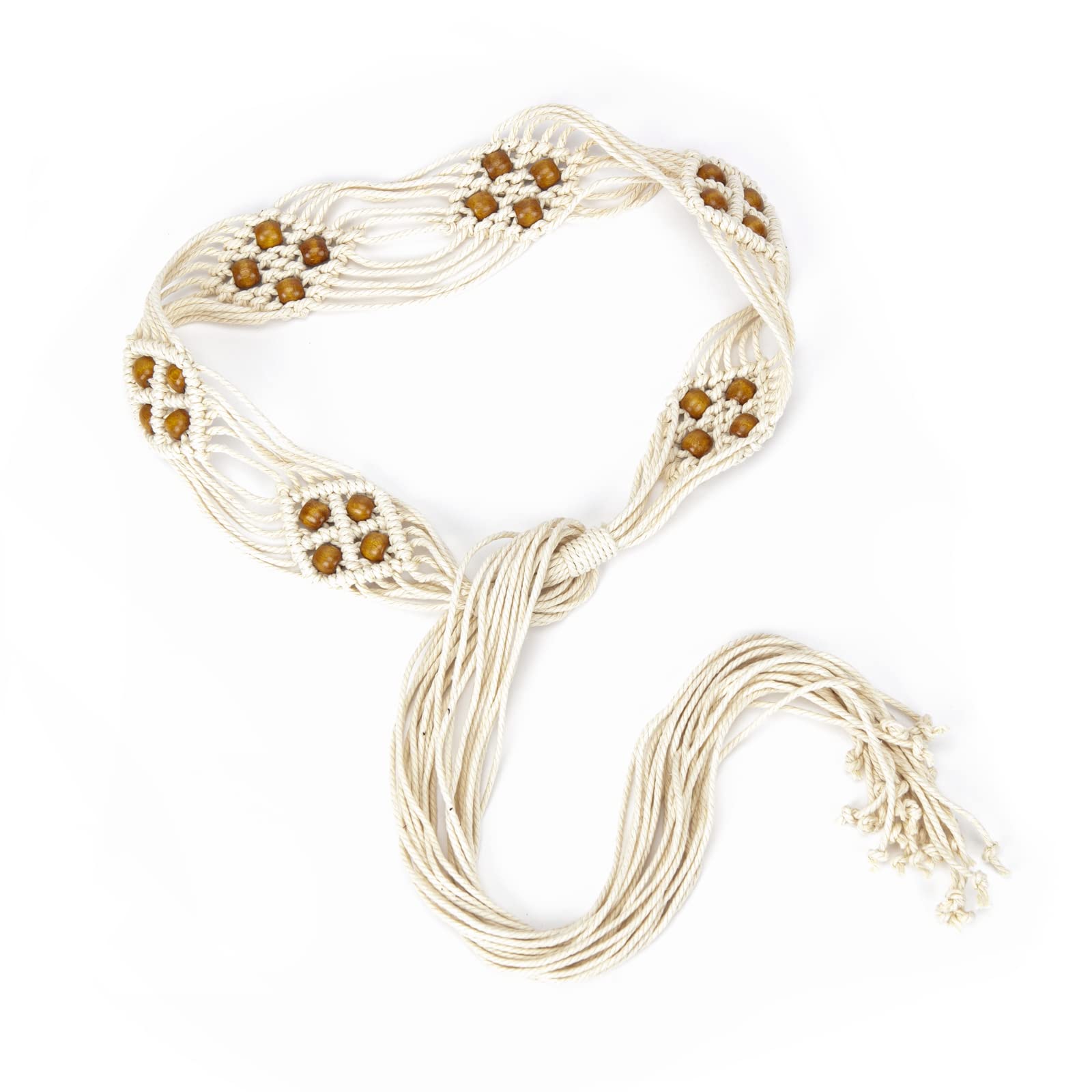 ILuvatar Women's Bohemian Style Rope Braid Waist Belt U33, Offwhite-v97, 170 cm