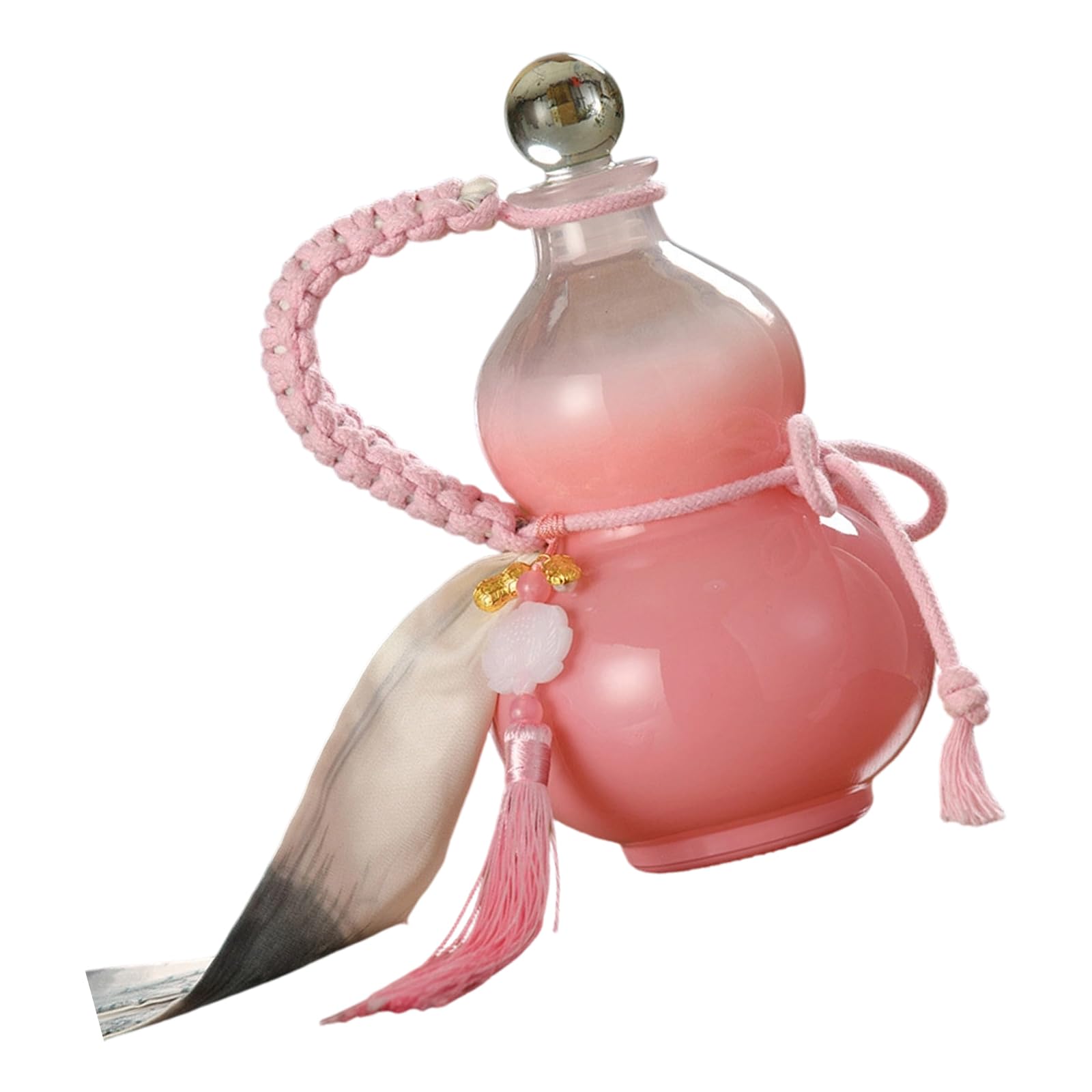 Whoasyst Artistic Gradients Color Glass Gourd Shape Water Bottle with Weaving Handle 500Ml Liquor Flasks for Juices Tea Decors Glass Gourd Water Bottle