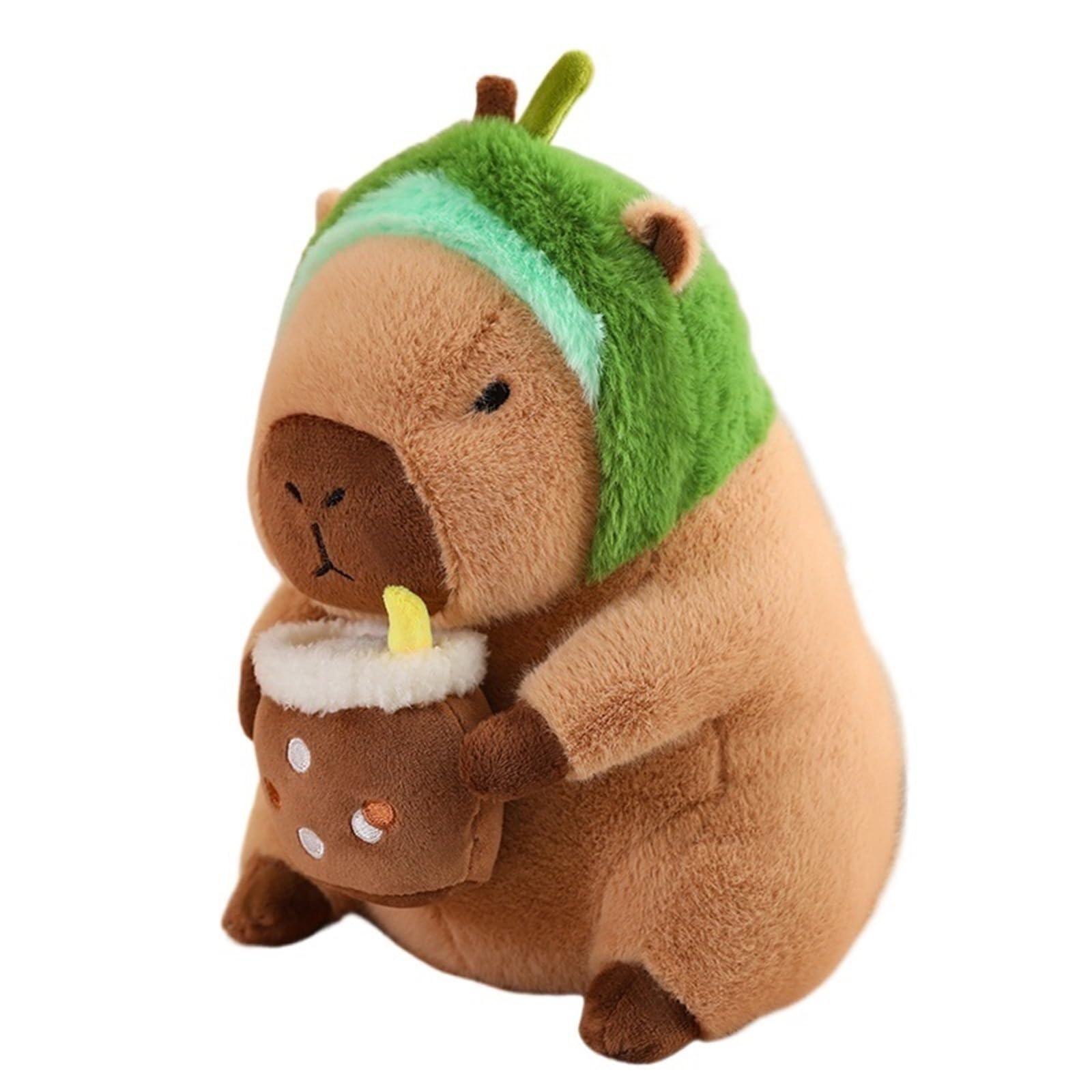 TOPLITHE Cute Capybara Plush Toy, Simulated Animal Plush Pillow Kawaii Capybara Plushie With Wearable Toast Headdress Gifts for Kids Girls Boys(Avocado)