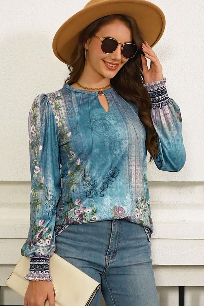 ETCYY Womens Long Sleeve Tops Dressy Casual Blouses Fall Pleated Tunic Trendy Tee Shirts 2026 Vacation Fashion Clothes - Image 2