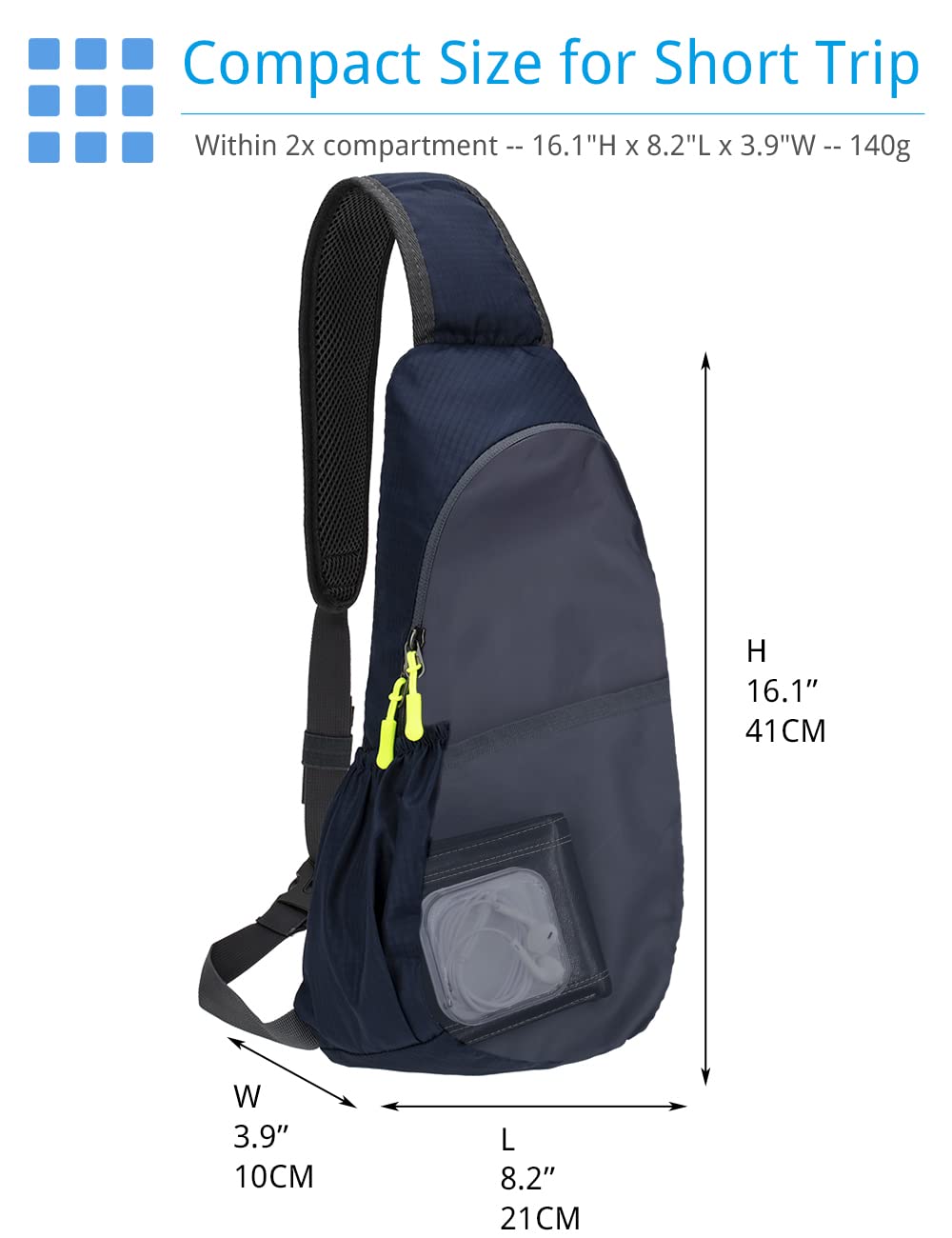 Sac De Poitrine Homme Saccoche Femme Bandouliere Sac Bandouillère Sac De Sport Petit Sac À Dos Slim Bag Sports Cyclisme Randonnée Sling Bags For Men Womens Small Backpack Rucksack Marine