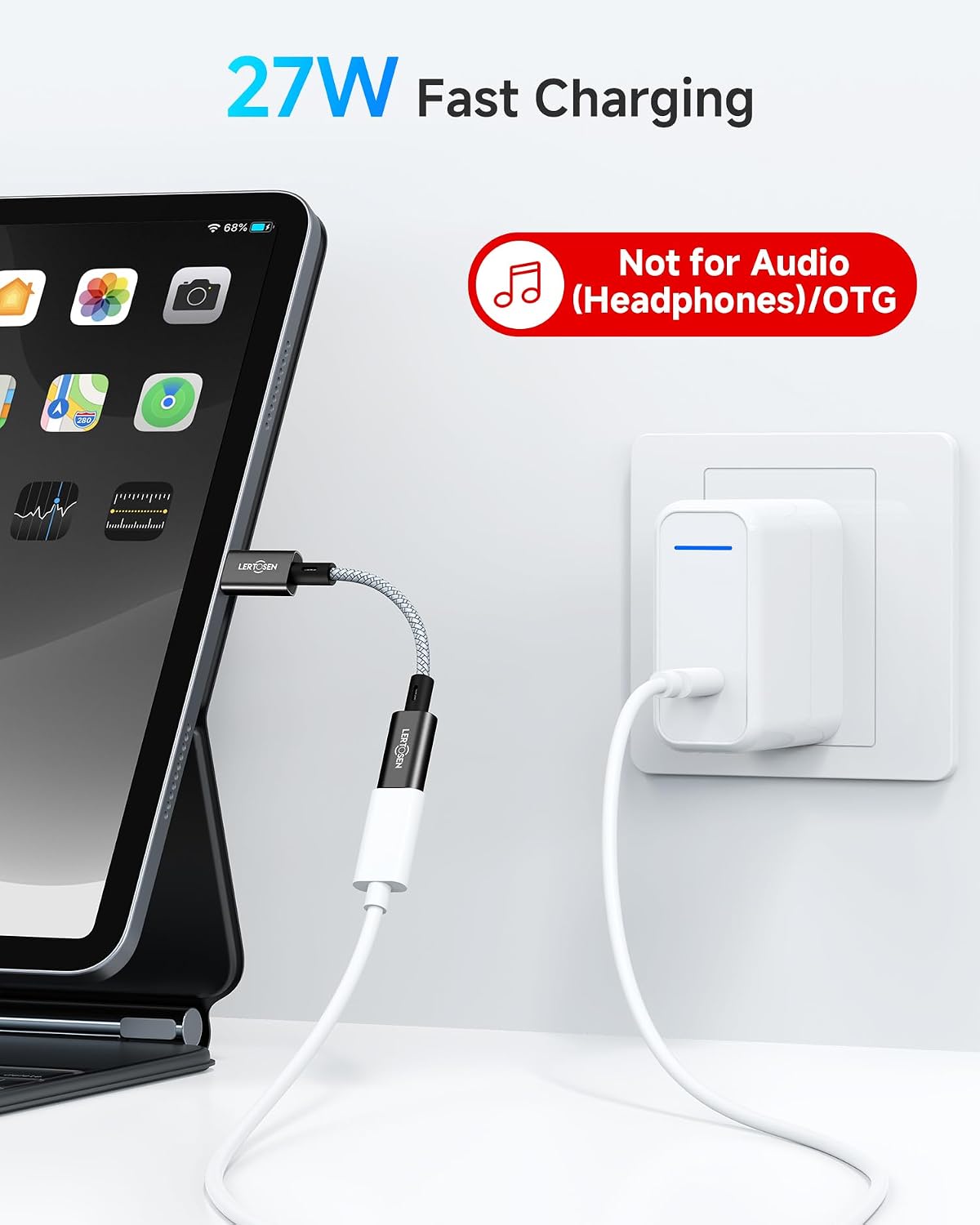 MFi Certified USB C to Lightning Adapter 2 Pack,27W PD Fast Charging & Data Sync Cable Adapter,Type C Female to Lightning Male Charger Converter for iPhone 14/13/12/11,iPad,AirPods - Not for Audio/OTG