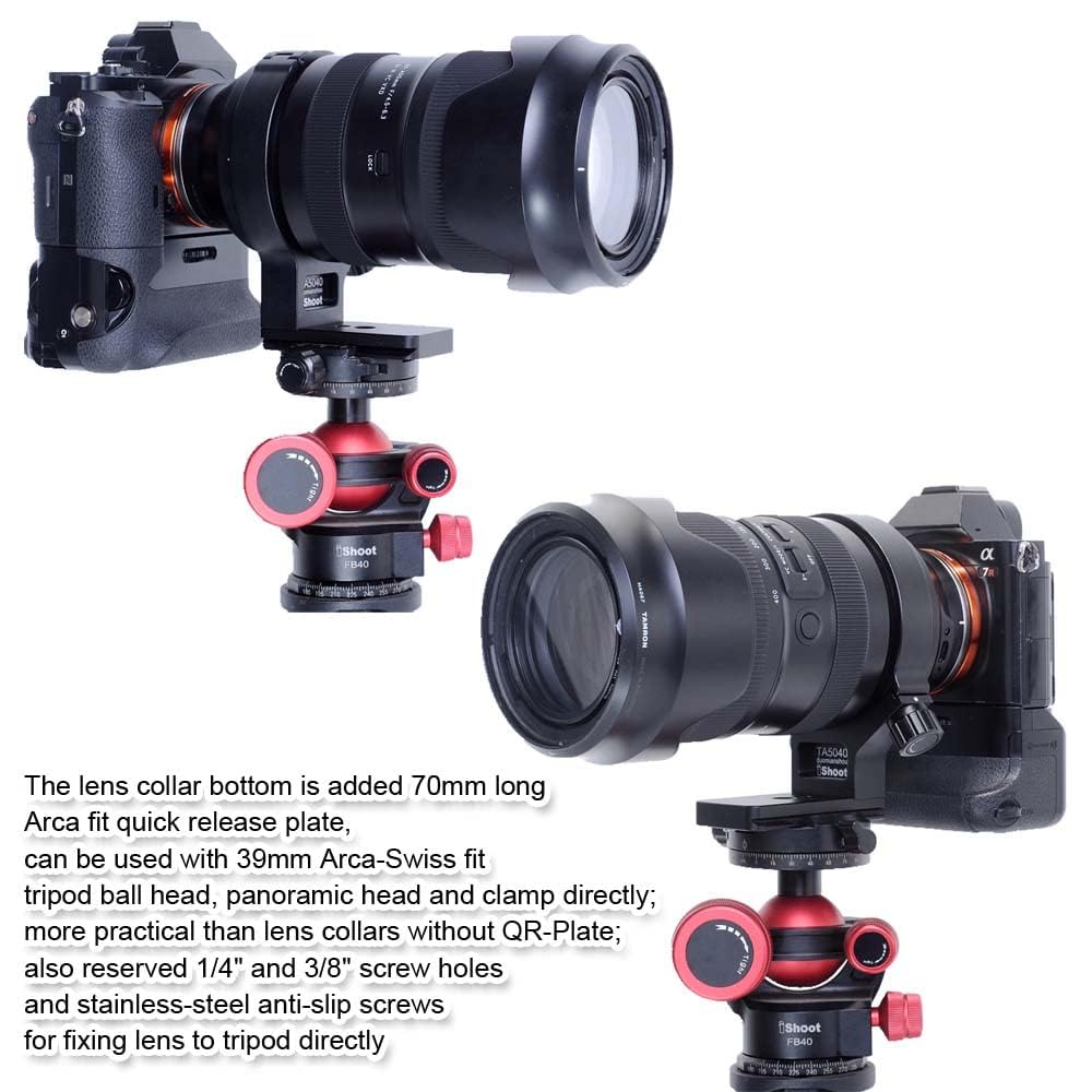 iShoot Collare per obiettivo con anello di montaggio per treppiede in metallo compatibile con Tamron 50-400 mm f/4.5-6.3 Di III VXD A067, supporto per obiettivo staffa inferiore è Arca-Swiss Fit