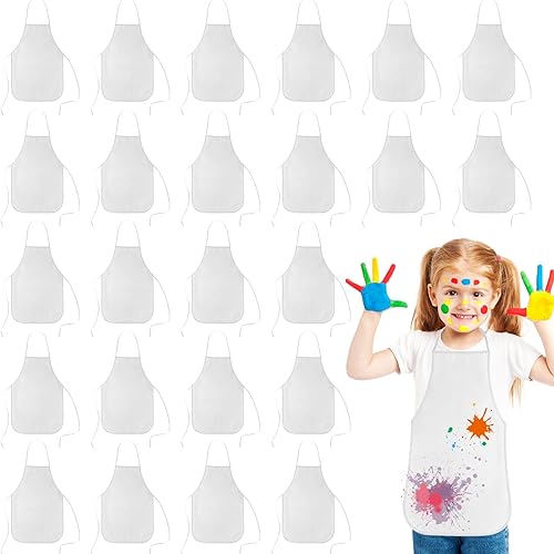 KUUQA Paquete de 1624303640 delantales de arte para niños a granel delantales de pintura para aula, suministros de fiesta