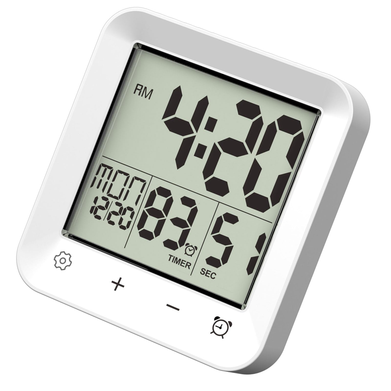 Qusinfc Shower Clock Waterproof Bathroom Timer Digital Wall Clock with Countdown Kitchen Clocks with Temperature Time Date Bathroom